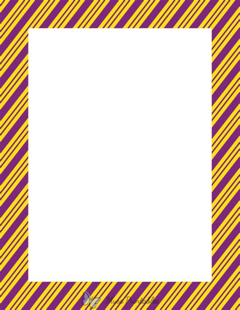 Printable Purple And Yellow Peppermint Stripe Page Border