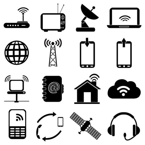 Wireless And Communication Technology Icons Stock Vector Image By
