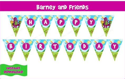 Barney Birthday Banner Barney And Friends Banner By Cutepartyfairy