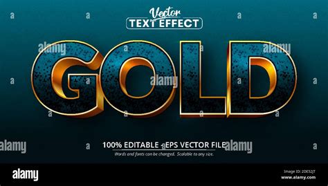 Gold Text Shiny Gold Style Editable Text Effect Stock Vector Image