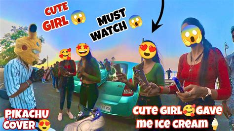 cute girl gave me icecream cute girl got excited after seeing me reactionvideo cutegirl