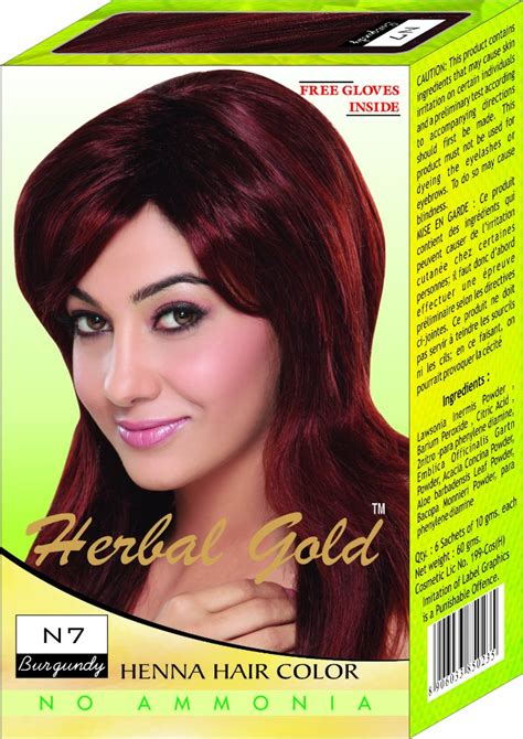 burgundy herbal gold henna hair color for parlour packaging size 6 sachets of 10 gm each at