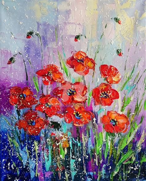 My Poppies Original Oil Painting On Can Painting By Alena Shymchonak