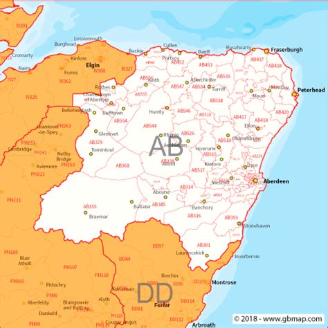 Wall Maps Aberdeenshire Postcode Wall Map Sector Map