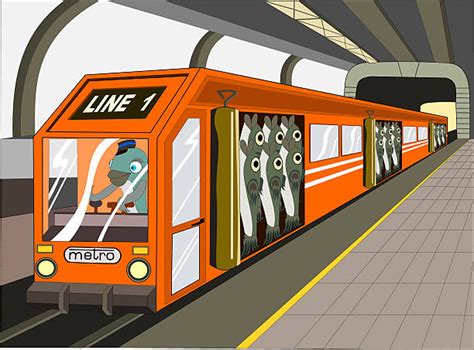 Metro Train Subway Express Intercity Cartoon Vector I