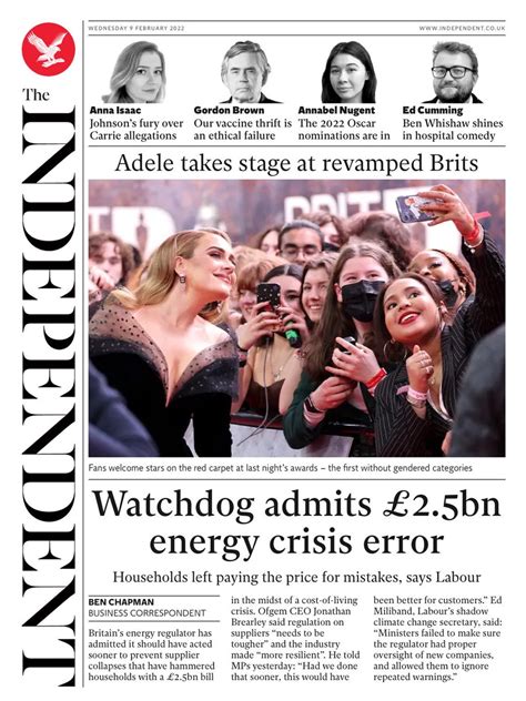 independent front page 9th of february 2022 tomorrow s papers today