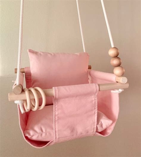 Pink Baby Swing Indoor Pink Canvas Playroom Swing First Etsy