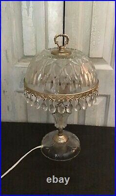 Vintage Crystal Glass Prism Boudoir Parlor Table Lamp Vintage Table Lamp