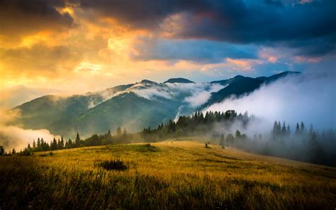 Pictures Carpathians Ukraine Nature Mountains Sky Sunrises 3840x2400