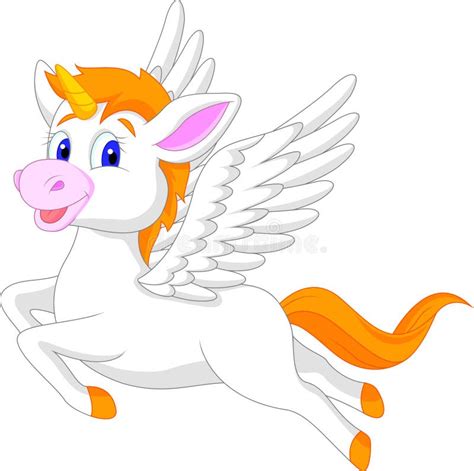 White Unicorn Horse Cartoon Stock Vector Illustration Of Cute