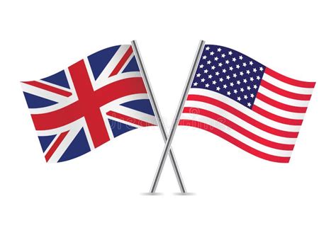 British And American Flags Vector Illustration Stock Vector