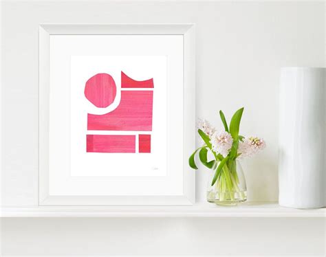 Pink Wall Art Mid Century Modern Print Pink Abstract Art Etsy Pink