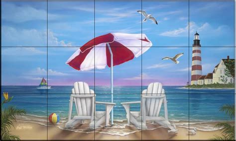 Tile Mural Exotic Lighthouse By Jeff Wilkie Beach Style Tile