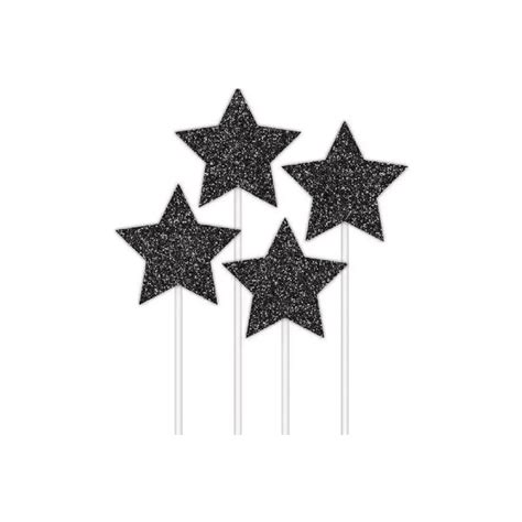 Black Glitter Star Cake Toppers 4 Pack The Cake Mixer The Cake Mixer