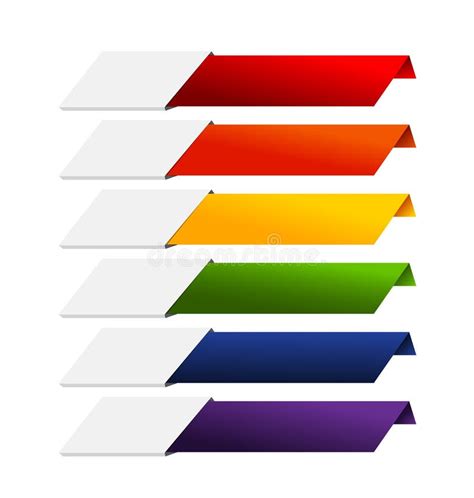 Blank Infographics Colorful Rainbow Paper Stripe Banners On Whit Stock