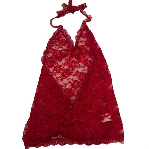 sexy red lace lingerie mini dress top perfect for depop