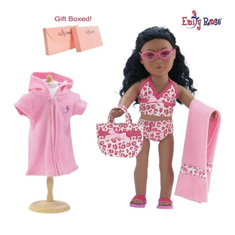 18 inch doll clothes for my life as dolls 6 piece pink leopard print tankini doll swimsuit