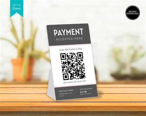 Qr Code Sign Template Scan To Pay Template Scan To Pay Sign Etsy