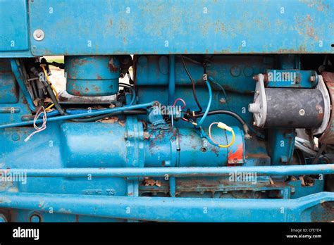 Close Up Of The Parts Of A Vintage Tractor Engine Stock Photo Alamy