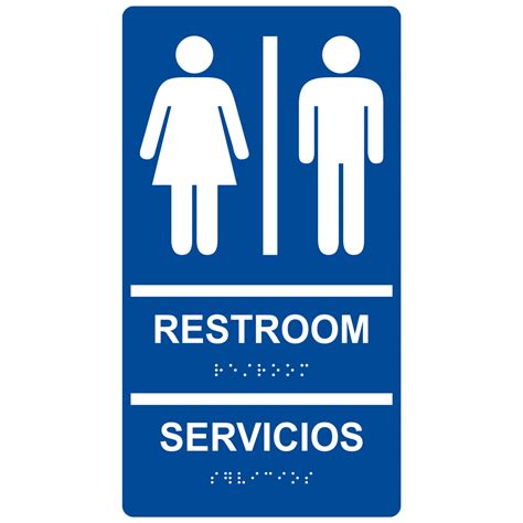 Ada Restroom With Symbol Braille Sign Rre 110whtonblu Restrooms
