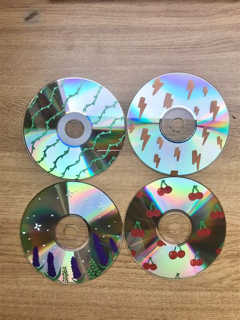 Indie Hand Painted Cds Set Of 4 Room Decor Aesthetic Y2k Etsy