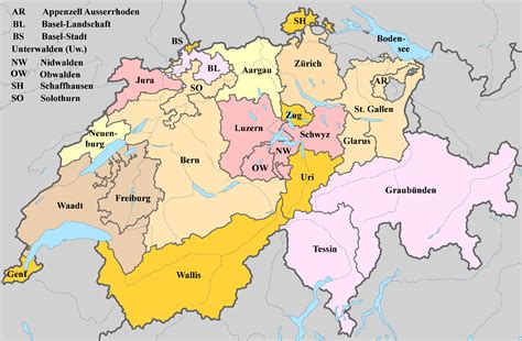Schweiz Karte Mit Regionen Landkarten Mit Provinzen