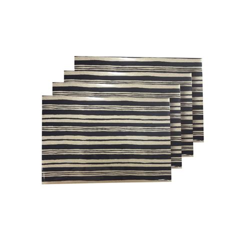 Dainty Home Jagged Black Reversible Metallic Printed Placemats Set Of