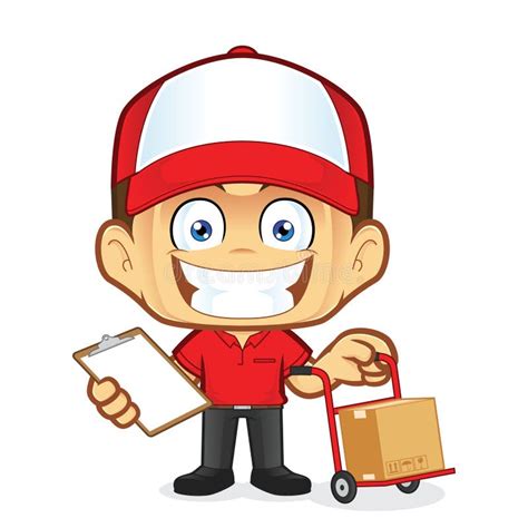 Delivery Man Courier Holding A Box And Giving Thumbs Up Stock Vector