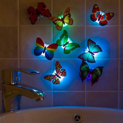 Cute Colorful Artificial Butterfly Led Night Light Home Party Bedroom