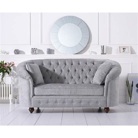 Made to order, available in a range of colours. Emma Chesterfield Plush Grey Two Seater Sofa | Living ...