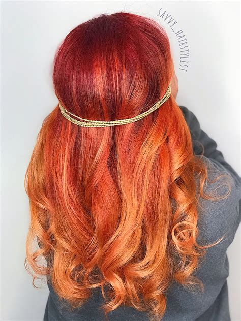 Vibrant Red And Copper Color Melt Featuring Pulpriothair And Faction Hair By Savvy