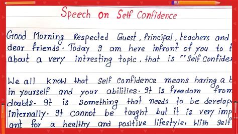 Write Speech On Self Confidence How To Write Speech On Self Confidence Best Easy English