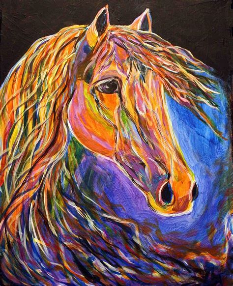 Contemporary Abstract Equine Horse Painting Moonlight By Jennifer Morrison Godshalk