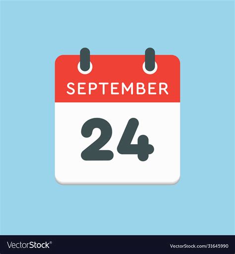 Calendar Icon Day 24 September Template Date Days Vector Image