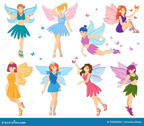 Cartoon Magical Fairy Tale Little Fairies Characters Cute Little Flying Fairies Funny Fantasy