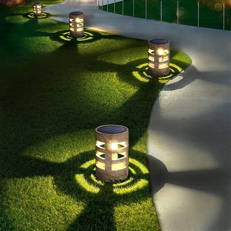 4 Pack Solar Lawn Light Garden Decoration Hollow Lawn Lamp Outdoor