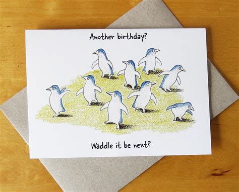 Happy Birthday Penguins Card Little Penguin Animal Pun Bird Etsy