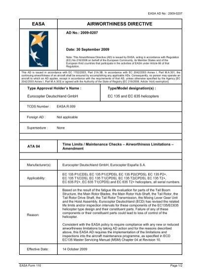 Easa Airworthiness Directive