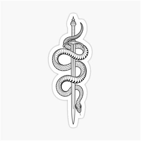 Black Snake With Sword Tattoo Motif Minimalist Style Minimalistic