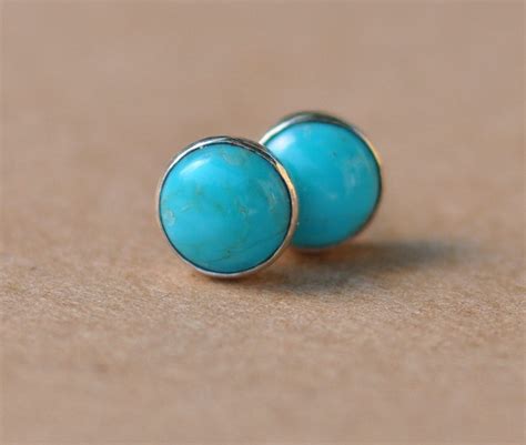Turquoise Stud Earrings Handmade With Sterling Silver Earring