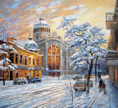 Winter City Painting By Dmitry Spiros