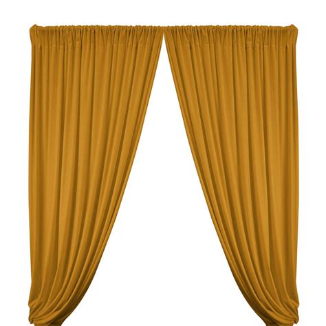 Mustard Stretch Velvet Fabric Curtains With Pockets For Pipe Drape