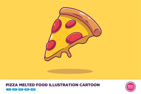 Pizza Melted Food Illustration Cartoon Graphic By Catalyststuff