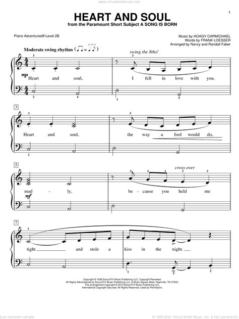 Faber Heart And Soul Sheet Music For Piano Solo