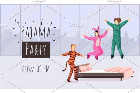 Pajama Party Flat Banner Vector Pajama Party Party Flats Pajamas