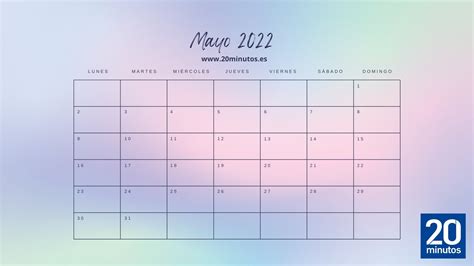 Calendario De Mayo 2022 Para Imprimir