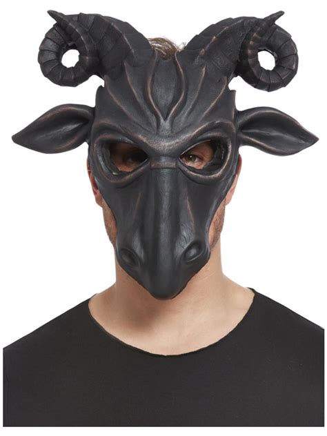 Deluxe Satanic Ram Mask Black Rams Face Adults Halloween Creepy Fancy