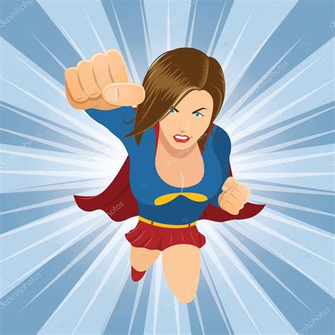 Two isolated images of female superhero with solar panels wings. Female Superhero Flying Forward — Stock Vector © bonezboyz ...