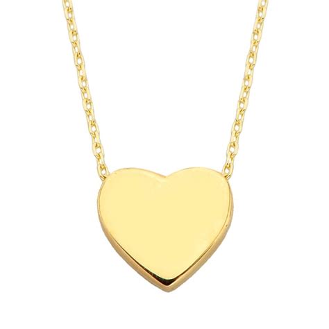 14k Real Solid Gold Heart Necklace For Women