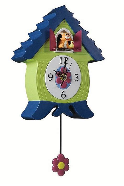 Kitty Coo Cat Clock Cuckoo Clock Kids Wall Clock